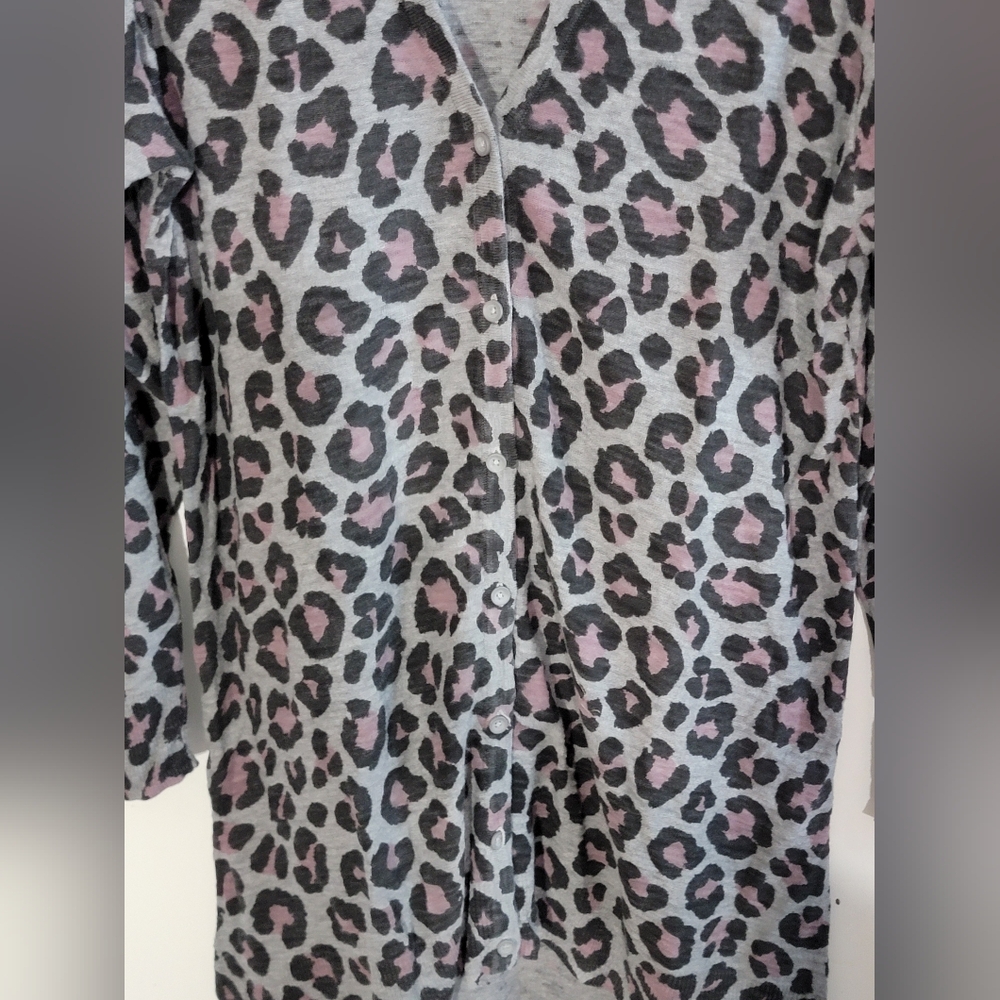 TORRID Leopard Print Long Cardigan - Gray & Pink - Picture 2 of 8